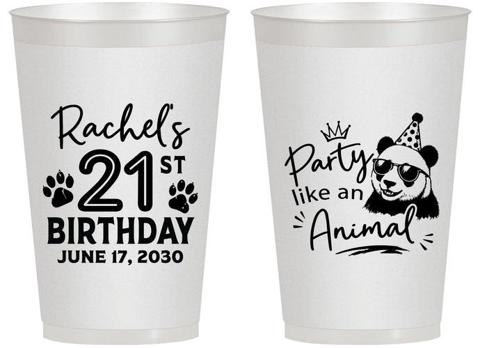 Personalized 21st Birthday 14 oz Frosted Cups - Party Like An Animal Panda | 340021