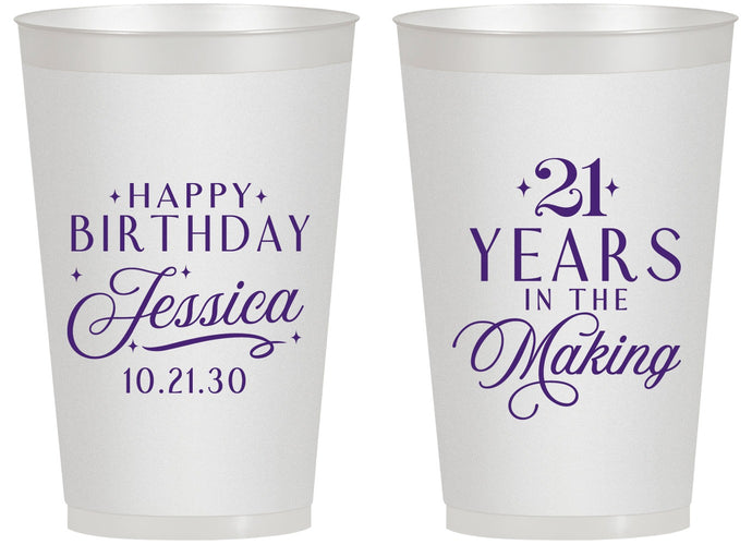 Personalized 21st Birthday 14 oz Frosted Cups - Twenty One Years In The Making | 340023