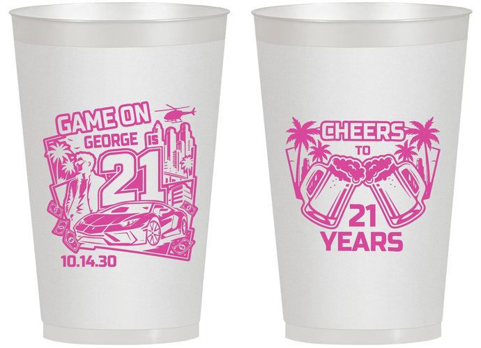 Personalized 21st Birthday 14 oz Frosted Cups - Video Game | 340024