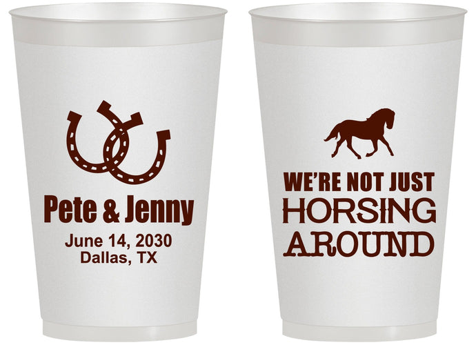 Personalized Wedding 14 oz Frosted Cups - Horseshoe | 341