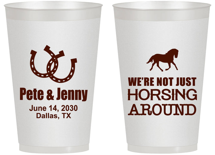 Personalized Wedding 14 oz Frosted Cups - Horseshoe | 341
