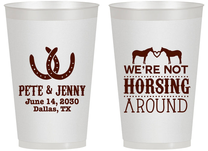 Personalized Wedding 14 oz Frosted Cups - Horseshoe | 342