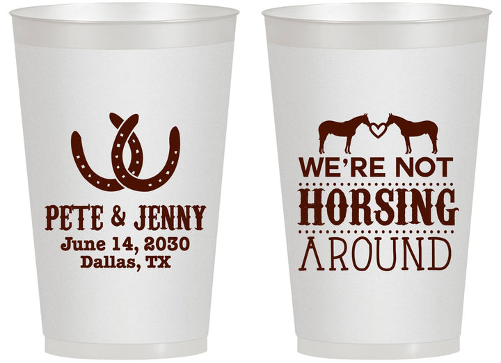 Personalized Wedding 14 oz Frosted Cups - Horseshoe | 342