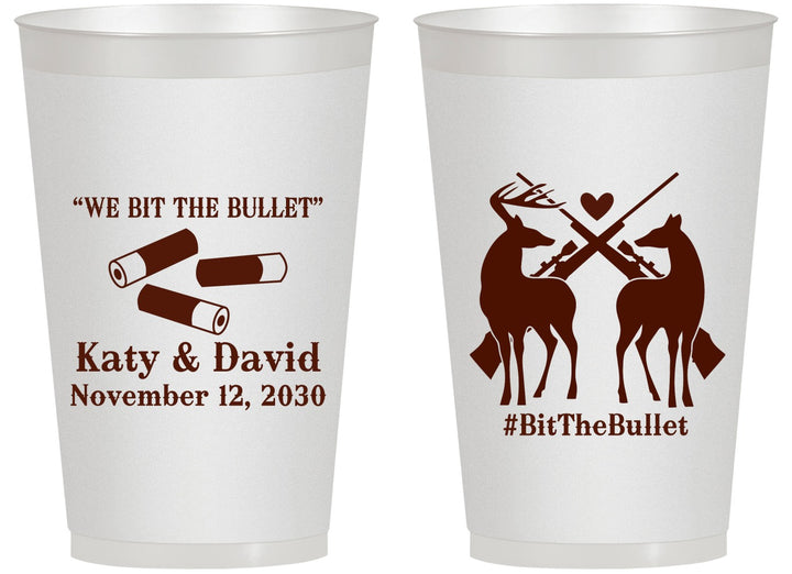 Personalized Wedding 14 oz Frosted Cups - We Bit The Bullet | 343