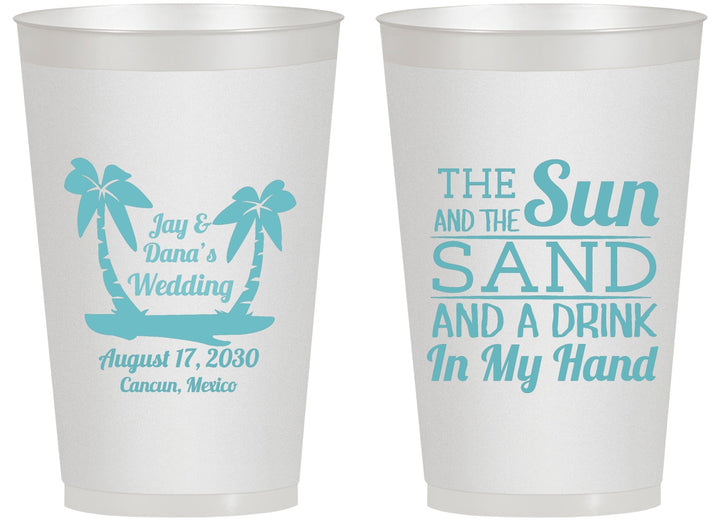 Personalized Wedding 14 oz Frosted Cups - Beach | 350