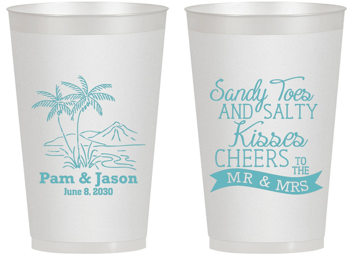Personalized Wedding 14 oz Frosted Cups - Beach | 358
