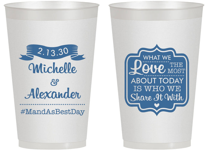 Personalized Wedding 14 oz Frosted Cups - Love Story | 359
