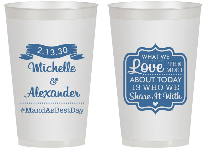 Personalized Wedding 14 oz Frosted Cups - Love Story | 359
