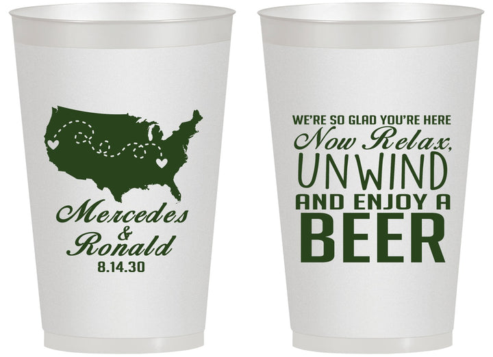 Personalized Wedding 14 oz Frosted Cups - Relax Unwind Enjoy Beer | 360