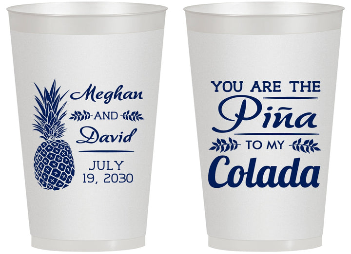 Personalized Wedding 14 oz Frosted Cups - Pina Colada | 364