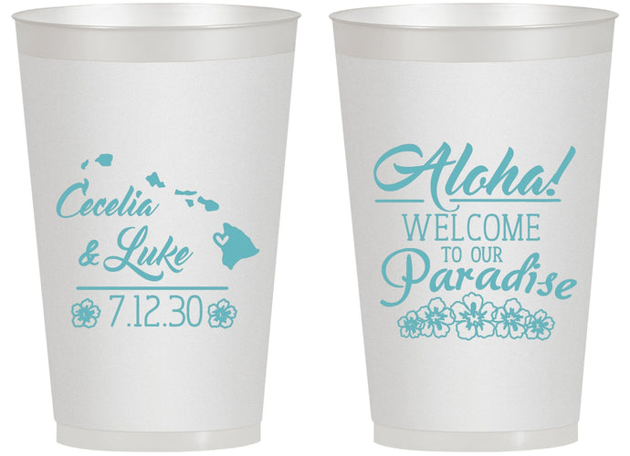 Personalized Wedding 14 oz Frosted Cups - Hawaii | 365