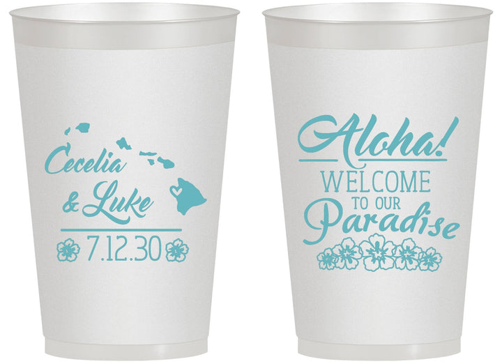 Personalized Wedding 14 oz Frosted Cups - Hawaii | 365