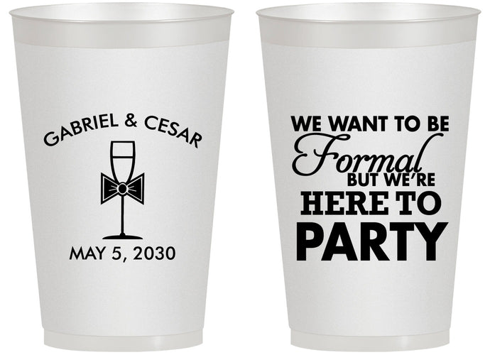 Personalized Wedding 14 oz Frosted Cups - Formal Here To Party | 366