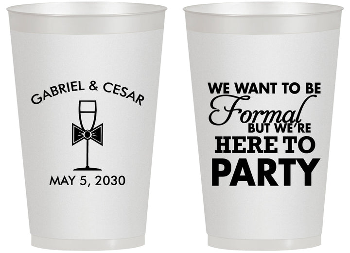 Personalized Wedding 14 oz Frosted Cups - Formal Here To Party | 366