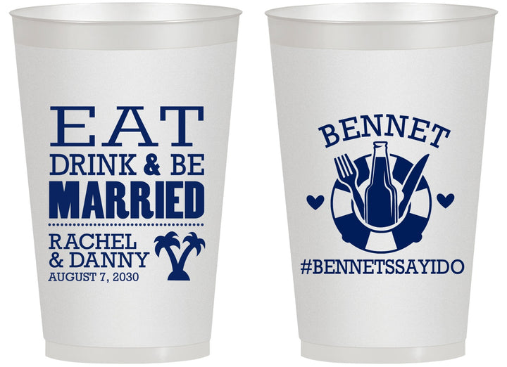 Personalized Wedding 14 oz Frosted Cups - Eat Drink Be Married | 367