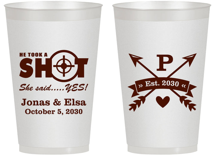 Personalized Wedding 14 oz Frosted Cups - Take A Shot She Said Yes | 370