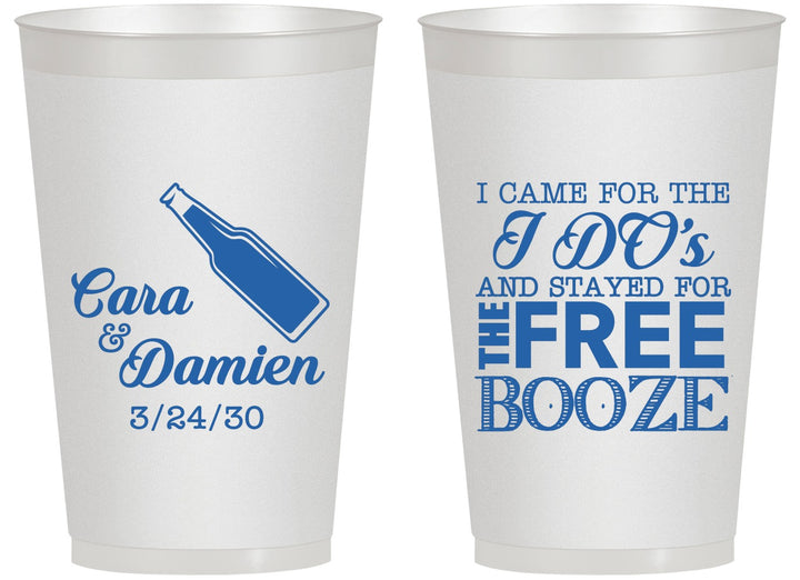 Personalized Wedding 14 oz Frosted Cups - I Do Free Booze | 371