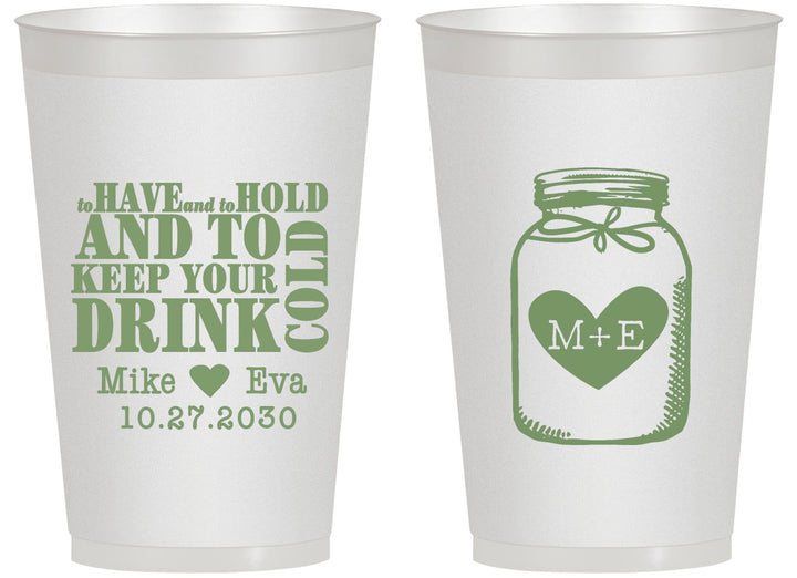 Personalized Wedding 14 oz Frosted Cups - Mason Jar | 373