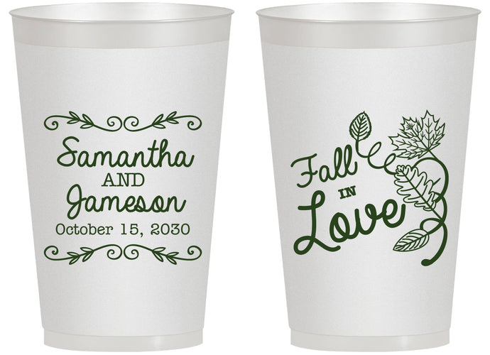 Personalized Wedding 14 oz Frosted Cups - Fall In Love | 377