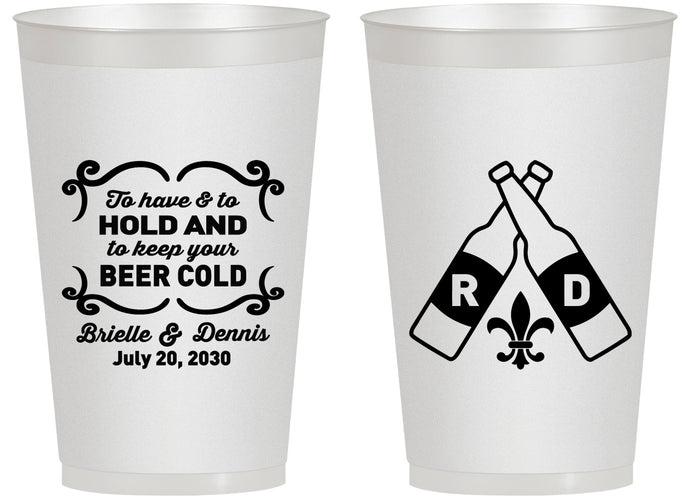 Personalized Wedding 14 oz Frosted Cups - Fleur De Lis | 378