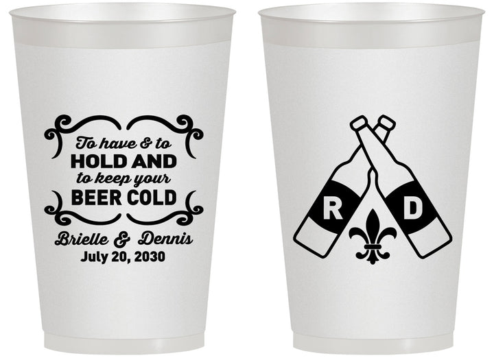 Personalized Wedding 14 oz Frosted Cups - Fleur De Lis | 378