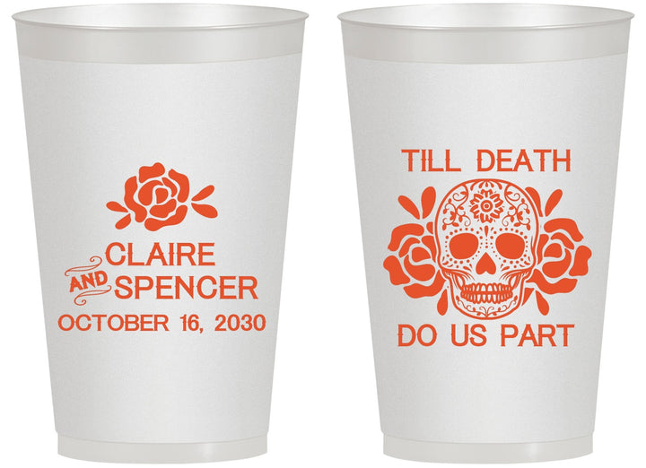 Personalized Wedding 14 oz Frosted Cups - Till Death Do Us Part | 380