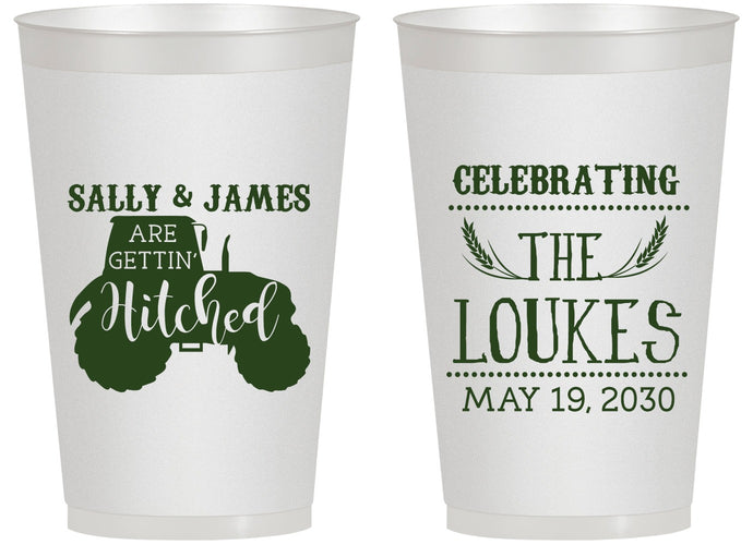 Personalized Wedding 14 oz Frosted Cups - Tractor | 381