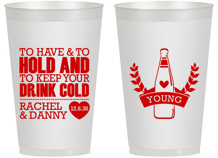 Personalized Wedding 14 oz Frosted Cups - To Have And To Hold | 383