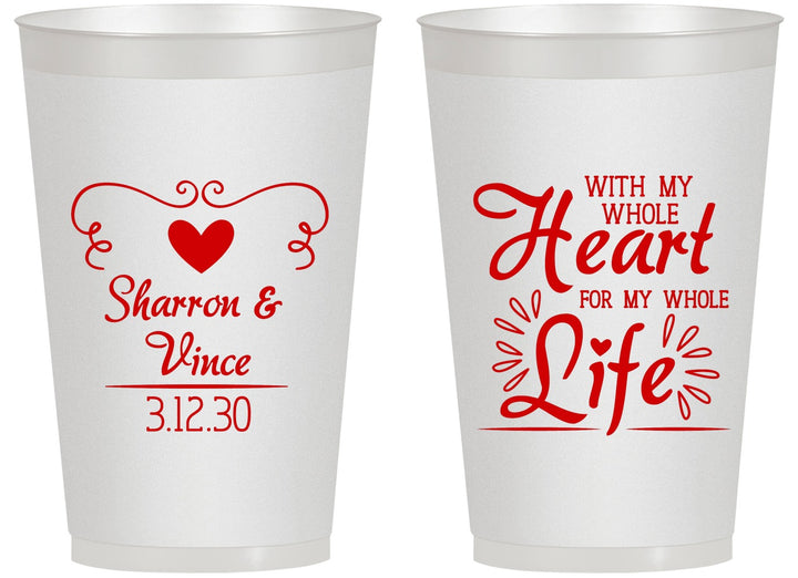 Personalized Wedding 14 oz Frosted Cups - Heart Life | 387