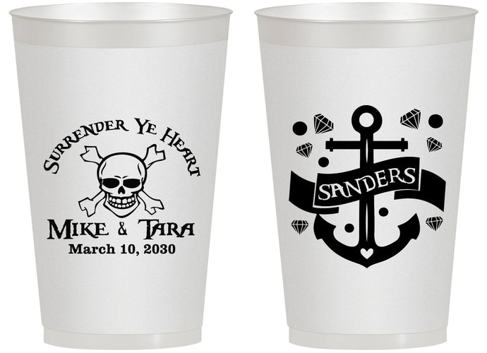 Personalized Wedding 14 oz Frosted Cups - Anchor Nautical | 391