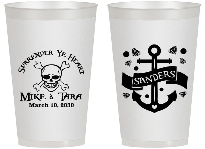 Personalized Wedding 14 oz Frosted Cups - Anchor Nautical | 391