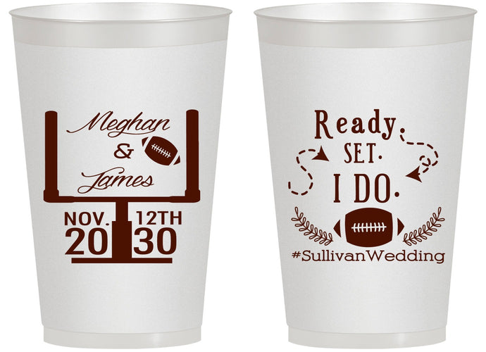 Personalized Wedding 14 oz Frosted Cups - Football | 394