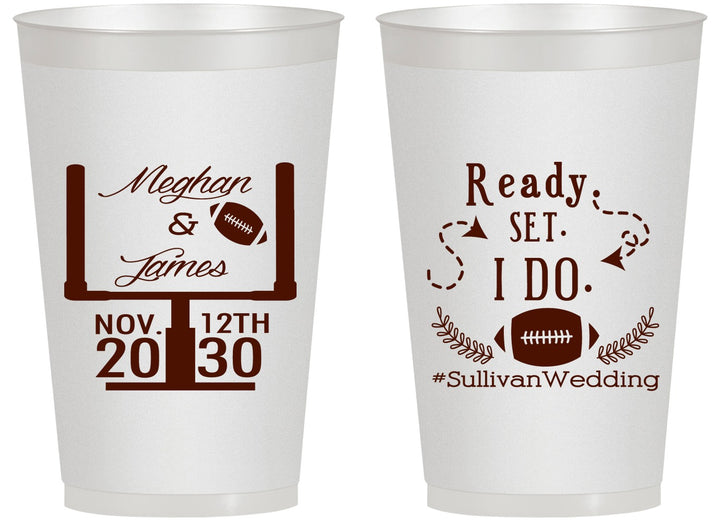 Personalized Wedding 14 oz Frosted Cups - Football | 394