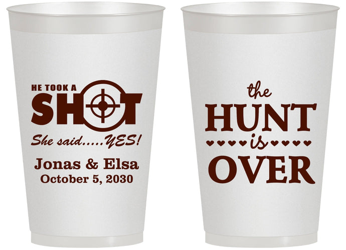 Personalized Wedding 14 oz Frosted Cups - The Hunt Is Over | 400
