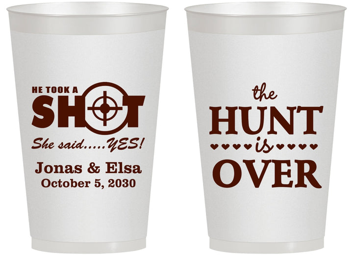 Personalized Wedding 14 oz Frosted Cups - The Hunt Is Over | 400
