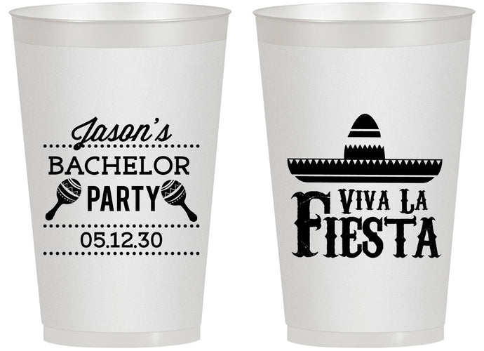 Personalized Bachelor Party 14 oz Frosted Cups - Viva La Fiesta Mexican | 40001