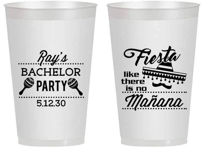 Personalized Bachelor Party 14 oz Frosted Cups - Fiesta No Manana | 40002