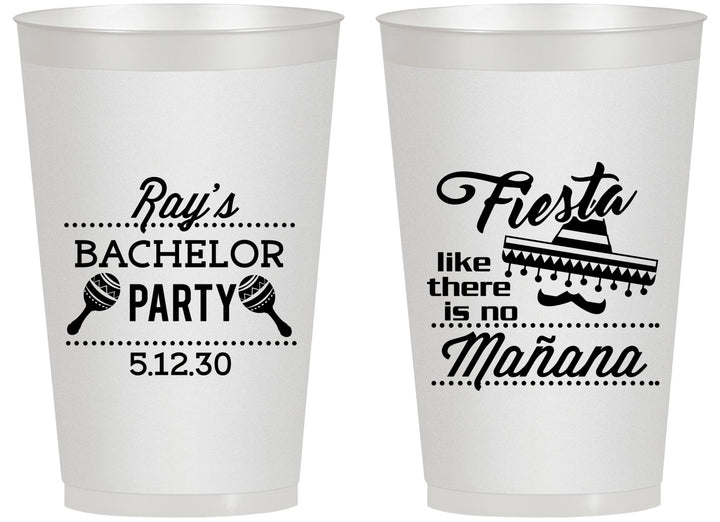 Personalized Bachelor Party 14 oz Frosted Cups - Fiesta No Manana | 40002