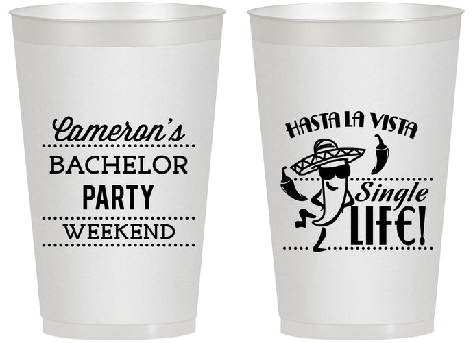 Personalized Bachelor Party 14 oz Frosted Cups - Hast La Vista Single Life | 40003