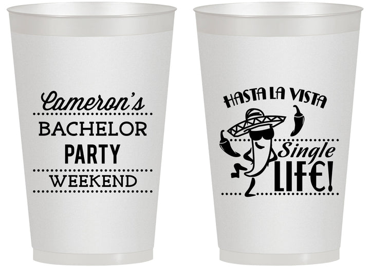 Personalized Bachelor Party 14 oz Frosted Cups - Hast La Vista Single Life | 40003