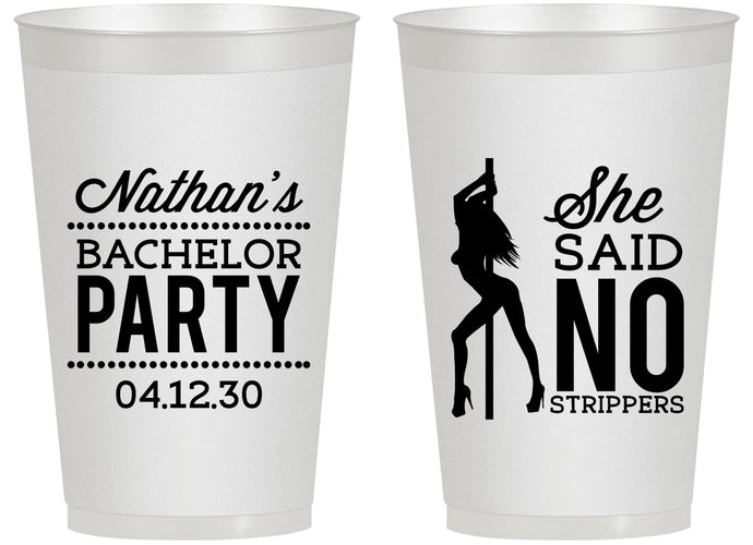 Personalized Bachelor Party 14 oz Frosted Cups - She Said No Strip Club | 40005