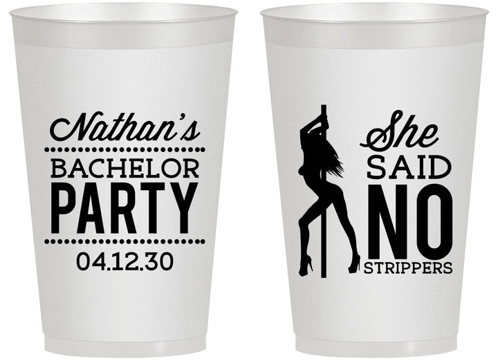 Personalized Bachelor Party 14 oz Frosted Cups - She Said No Strip Club | 40005