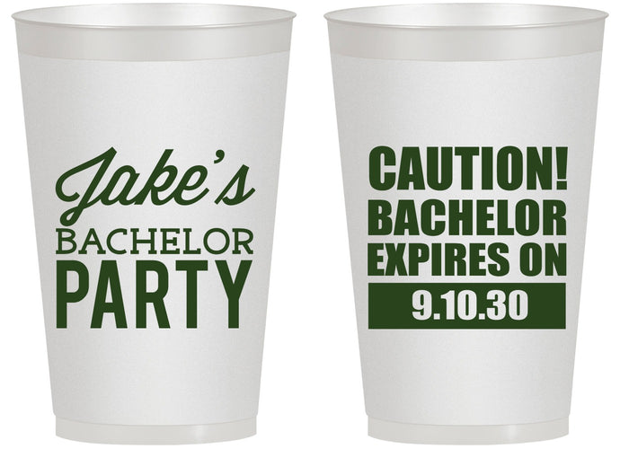 Personalized Bachelor Party 14 oz Frosted Cups - Caution Expires On | 40009