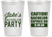Personalized Bachelor Party 14 oz Frosted Cups - Caution Expires On | 40009