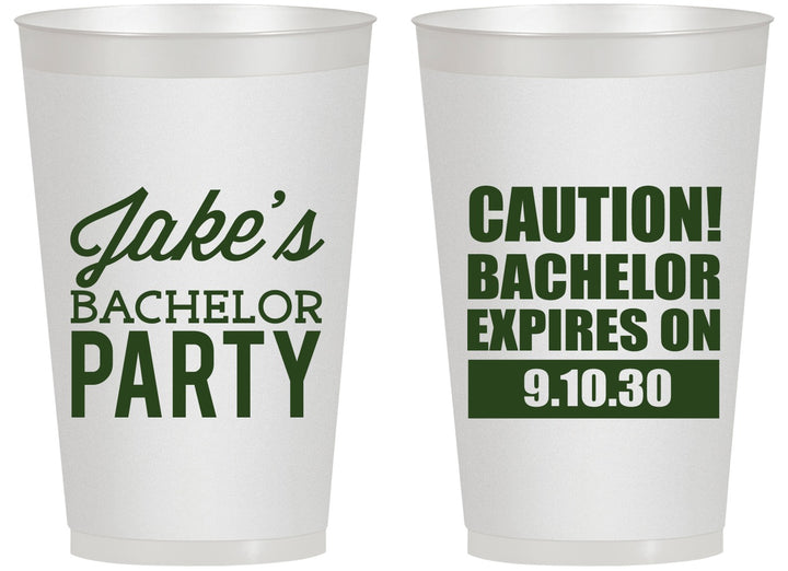Personalized Bachelor Party 14 oz Frosted Cups - Caution Expires On | 40009