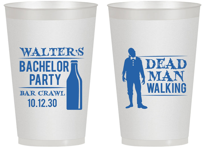 Personalized Bachelor Party 14 oz Frosted Cups - Dead Man Walking | 40011