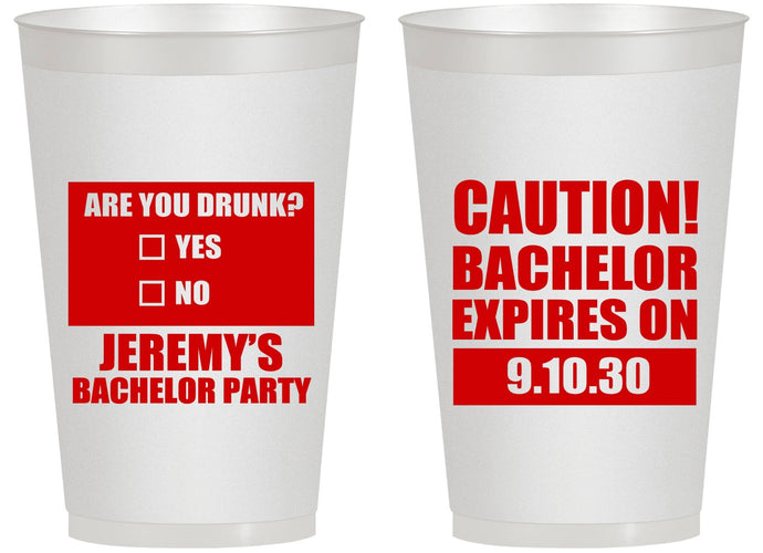 Personalized Bachelor Party 14 oz Frosted Cups - Caution Expires On | 40012