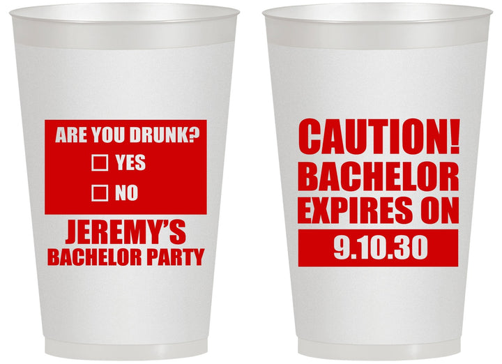 Personalized Bachelor Party 14 oz Frosted Cups - Caution Expires On | 40012