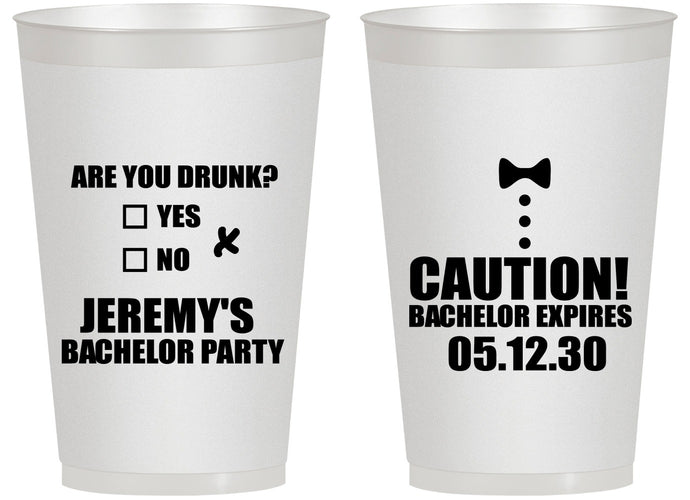 Personalized Bachelor Party 14 oz Frosted Cups - Caution Expires On | 40013