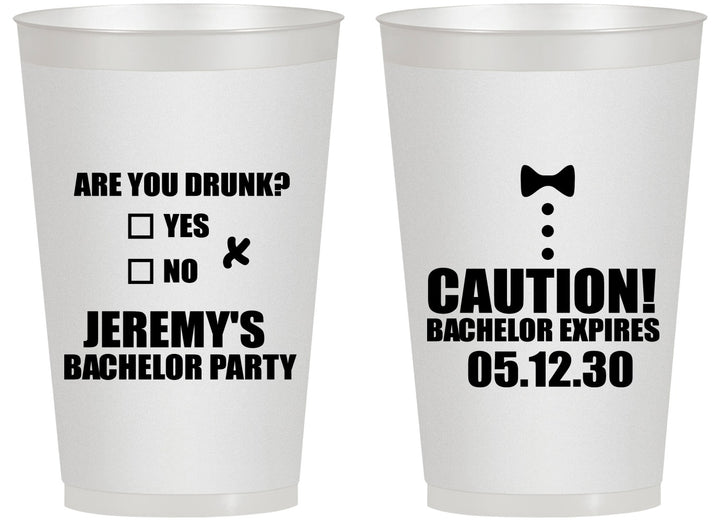 Personalized Bachelor Party 14 oz Frosted Cups - Caution Expires On | 40013